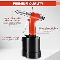 Vista 4 de Pistola de remache neumática 1/4" Herramienta de remache hidráulica de aire, máquina remachadora de servicio pesado adecuada para campos