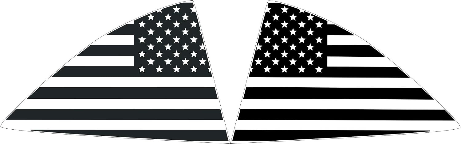 Elevated Auto Styling - Chevy Camaro American Flag Rear Quarter Window Decal Pair, Matte Black (2010-2015)