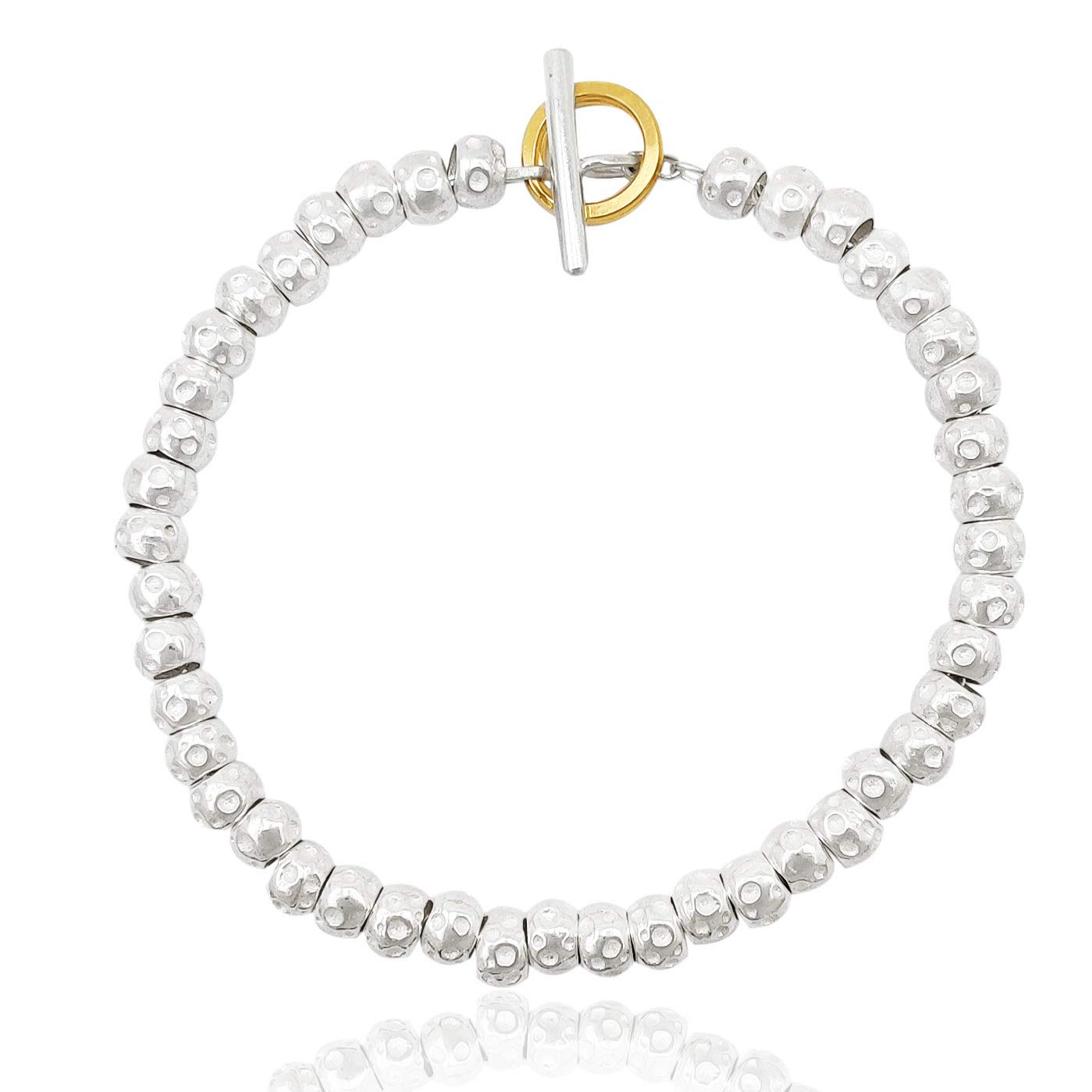 Bracciale uomo donna unisex,in ARGENTO 925 con granelli pepite martellate, realizzato su misura, completo di scatola regalo e panno per pulizia gioielli