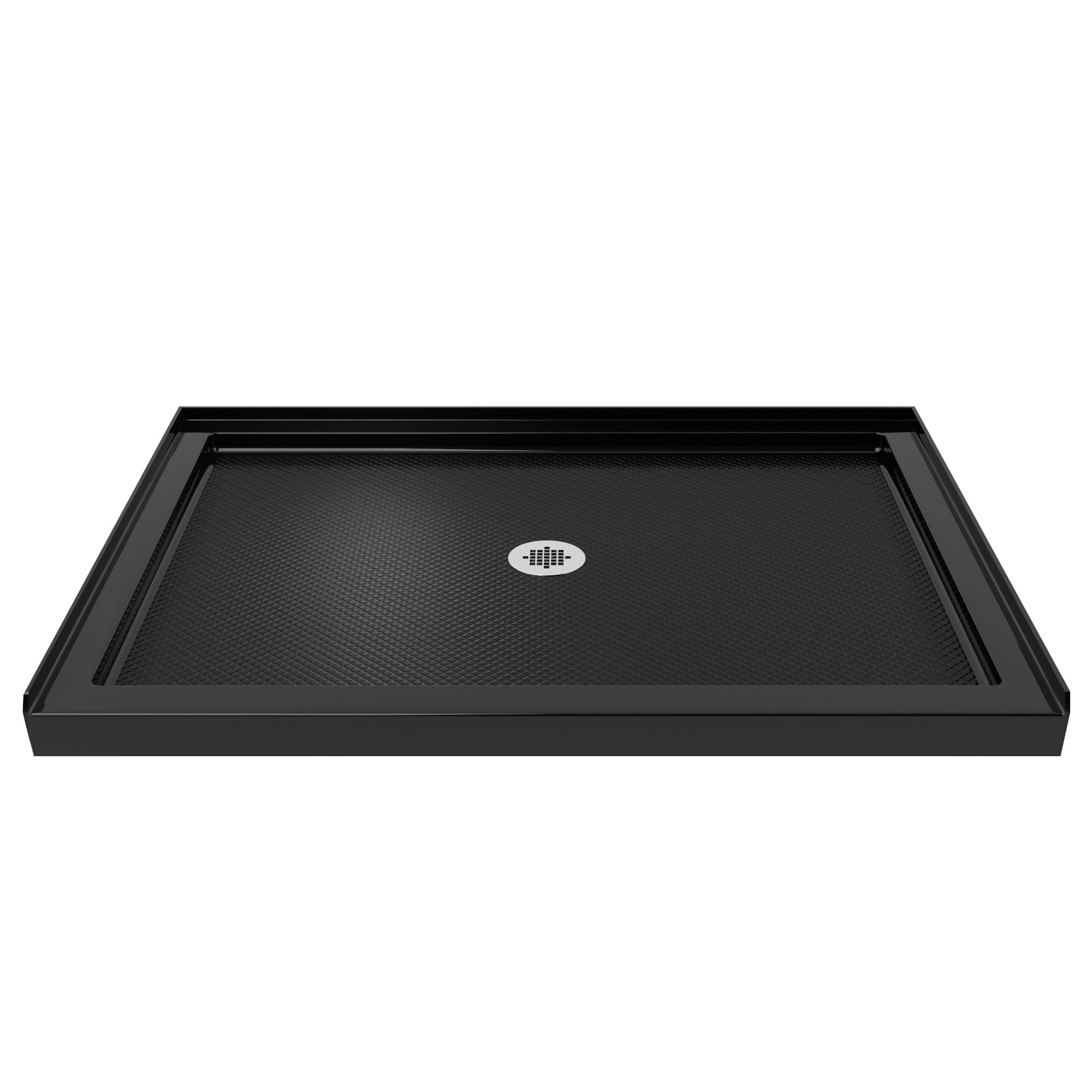 DreamLine SlimLine 32 in. D x 48 in. W x 2 3/4 in. H Center Drain Single Threshold Shower Base in Black, DLT-1132480-88