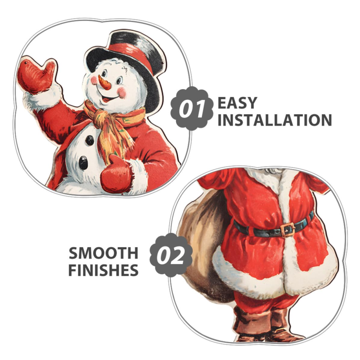 2 Piezas Colgante Navideño de Madera Muñeco de Nieve y Papá Noel para Decoración de Puerta y Pared, Acabado Liso y Fácil Instalación para Ambiente Navideño