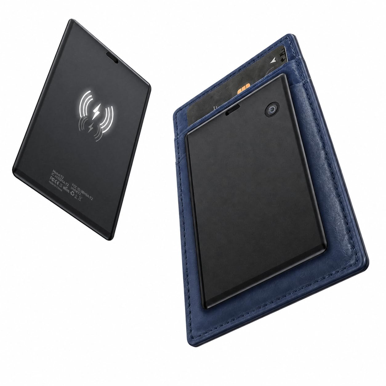 Wallet Tracker Card, Works with Apple Find My, Slim Rechargeable. | MFi certified, iOS only. Qi wireless charging. Left-behind alerts. Fits wallets & passports. Great gift idea.