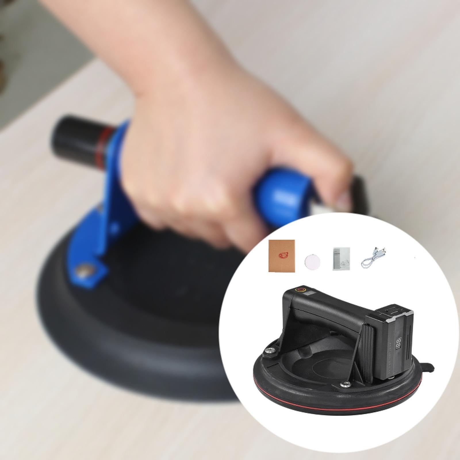 MYCENSE Electric Vacuum Suction Cup Portable Professional Heavy Duty Vacuum Lifts Household for Bathroom Glass Car Windshield Stones, Black