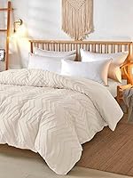 Vista 2 de Nanko Juego de funda de edredón beige tamaño King, juego de funda de edredón de microfibra bohemia copetuda de 3 piezas, para todas las estaciones