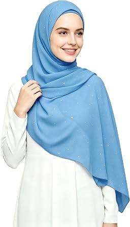 Lina & Lily Sparkle Shimmer Gold Glitter Women's Chiffon Hijab Head Scarf Shawl Wrap Lightweight