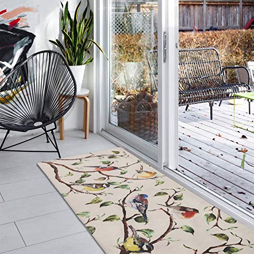 Farmhouse Kitchen Mats Cushioned Anti-Fatigue Comfort Mat for Home & Office Ergonomically Engineered Memory Foam Kitchen Rug Waterproof Non-Skid, 47\" by 18\",Birds