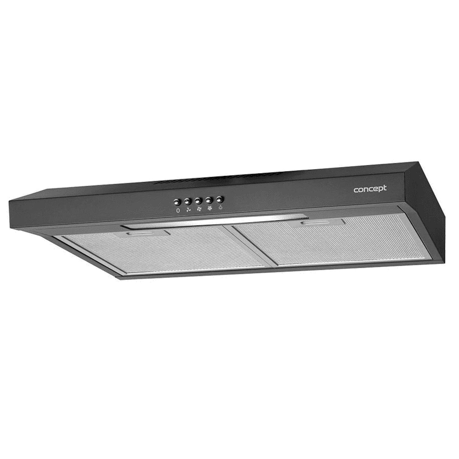 Concept OPP1260BC okap kuchenny 135 m³/h Naścienny Czarny D - Okapy (135 m³/h, kanał/recyrkulacja, 60 dB, 65 cm, 70 cm, Naścienny)