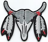 American Indian Buffalo Skull Old west Cowboy Embroidered Applique Iron-on Patch S-1557