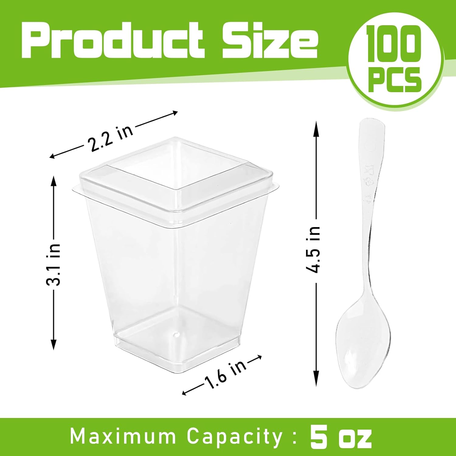 200 Pack 5 oz Plastic Dessert Cups with Lids and Spoons, Disposable Parfait Shooter Pudding Jello Cups for Wedding Birthday Party, Clear Fruit Ice Cream Bowls for Yogurt Trifle Appetizer Snack - Image 2