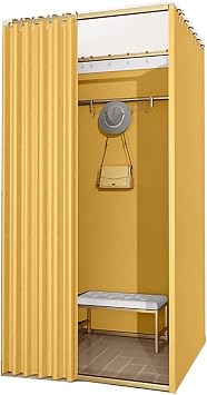 Fitting Room,Portable Clothing Store Dressing Room,Square Free-Standing Changing Room Clothing Store Room Divider Square Privacy Zone For Office Boutiques Cloakroom,with Shading Curtain And Hook Up