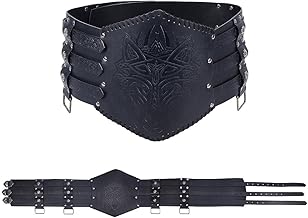 NBEADS Medieval Viking Wide Belt, Faux Leather Belt, Renaissance Wide Belt, Vintage Knight Belt Corset