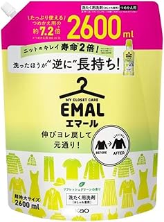 【大容量】エマール 洗濯用洗剤 2600ml 液体 KAO 花王 おしゃれ着用 リフレッシュグリーン 長持ち 詰め替え まとめ買い