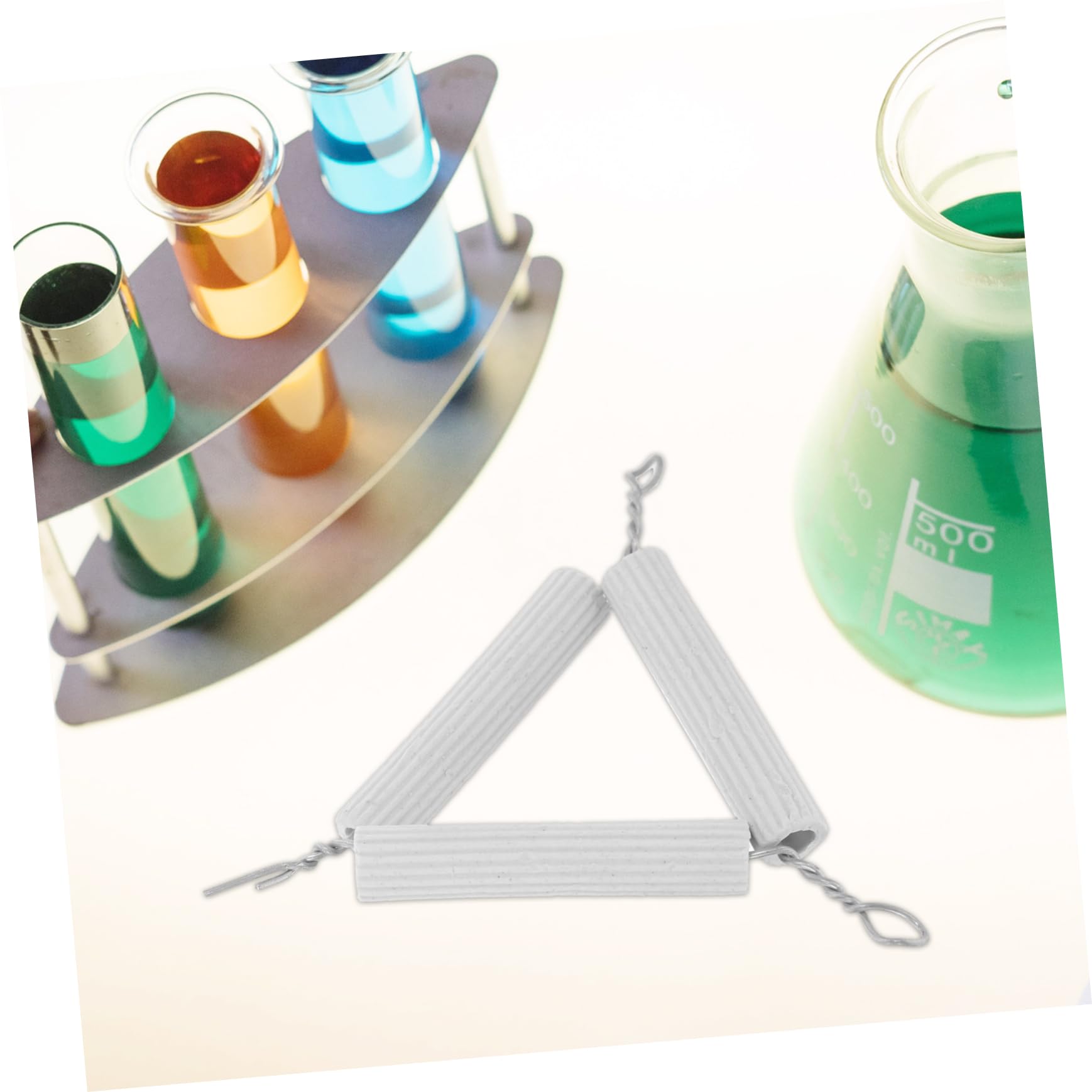 Gatuida Support de Creuset Métallique Blanc 10pcs pour Laboratoire, Résistant Haute Température, Structure Triangulaire en Fer et Coton pour Activités D'enseignement Chimie