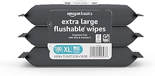 Amazon Basics Extra Large Flushable Wipes, Fragrance Free,…