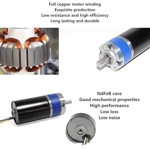 Miniatura 4 de ViaGasaFamido Motor engranado sin escobillas DC Motor eléctrico de reducción de velocidad Motor engranado engranaje de metal 1.417 in alto par bajo
