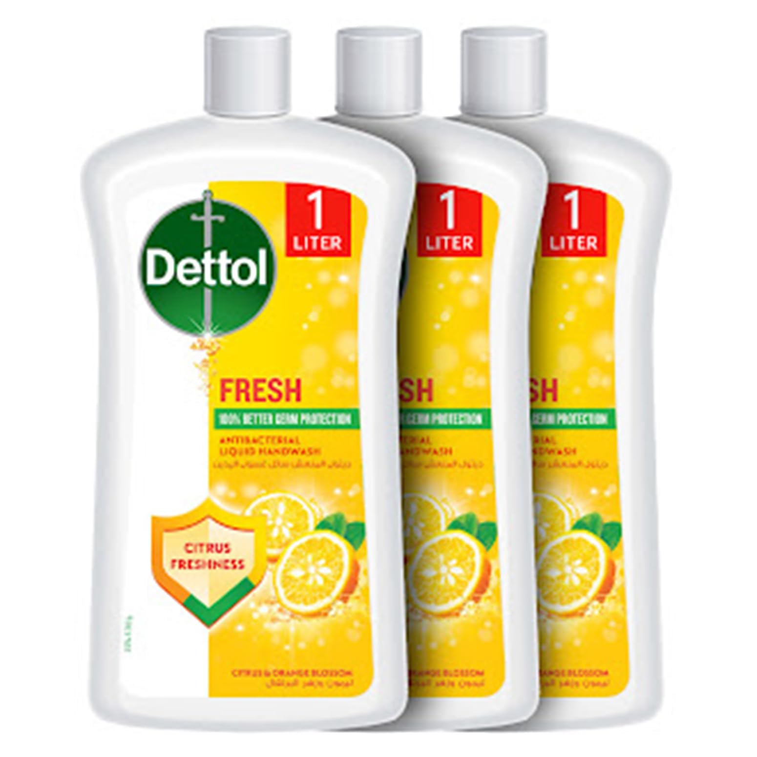 Fresh Liquid Handwash Refill, Citrus & Orange Blossom Scent, 1L x 3