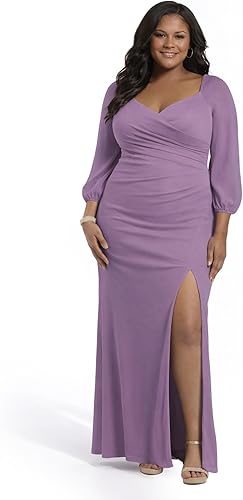David's Bridal The Edit Studio Mesh Billow Sleeve Sheath Dress, Elegant Formal D