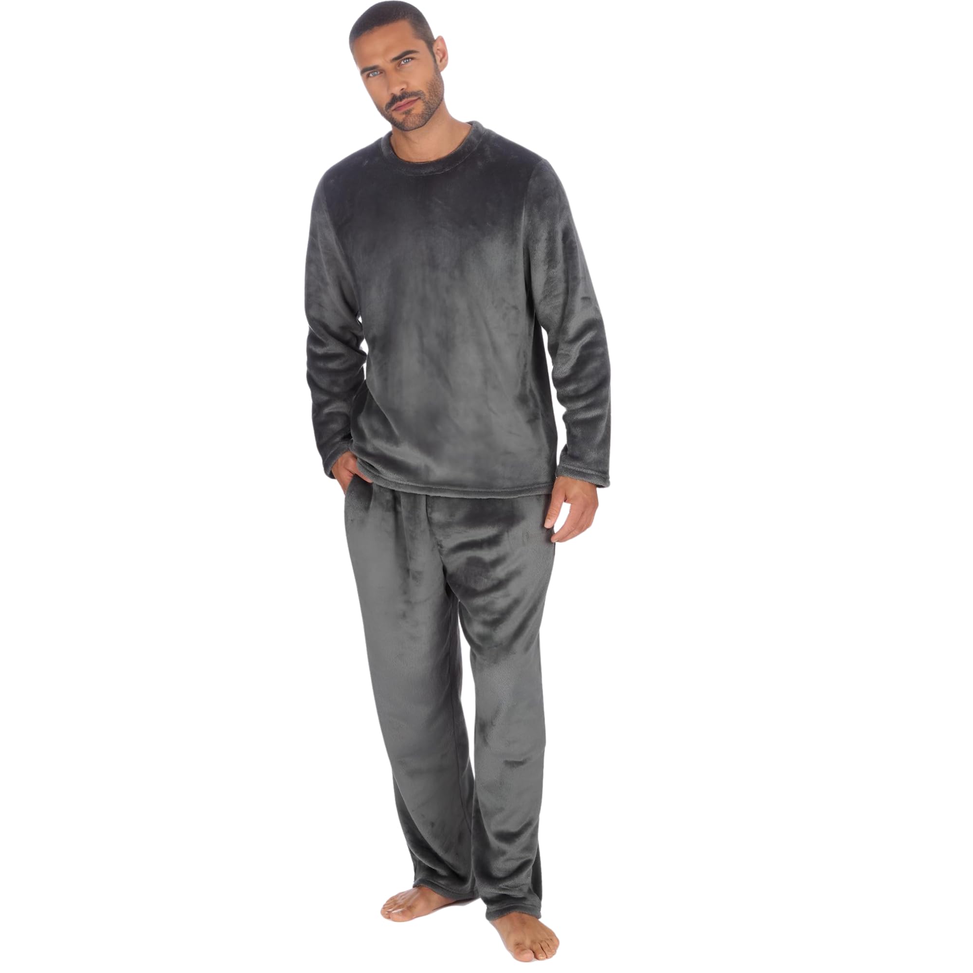 INSIGNIA Mens Super Soft Fleece Long Sleeve Top Pyjamas Sets