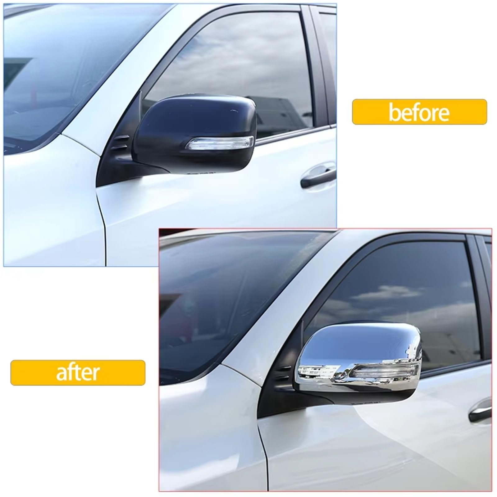 Carcasa Espejo Retrovisor Moldura Para Espejo Retrovisor Lateral De Coche ABS Cromado Para Toyota Para Land Para Cruiser Para Prado FJ150 150 2010-2019 Tapa Espejo(Fibra de carbon)
