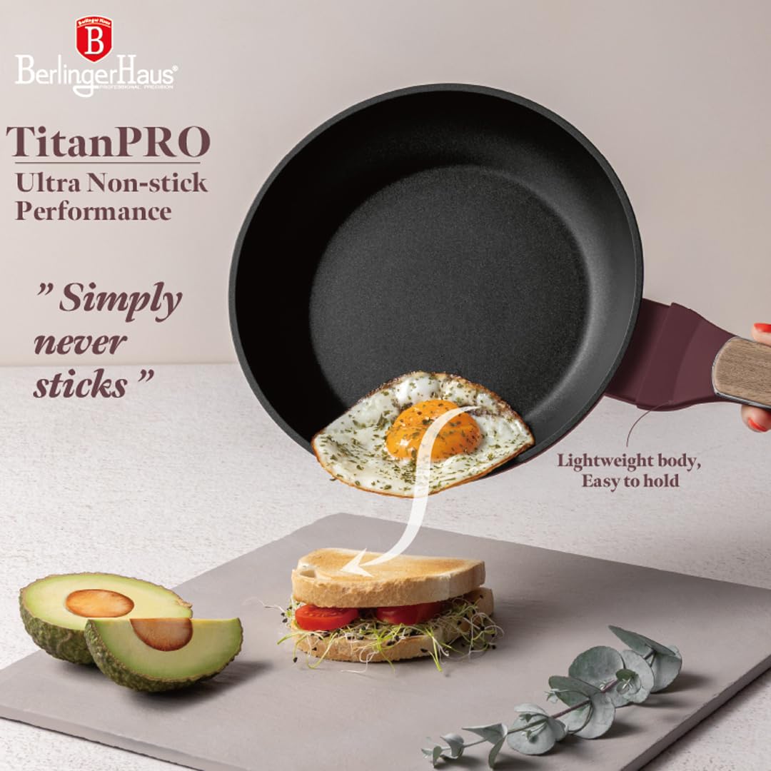 Berlinger Haus Juego de Sartenes Antiadherentes 3 Piezas, Aluminio Forjado con Revestimiento TitanPro, Inducción Turbo, Mango Ergonómico, Apto para Todas las Cocinas, Colección Leonardo Nordic