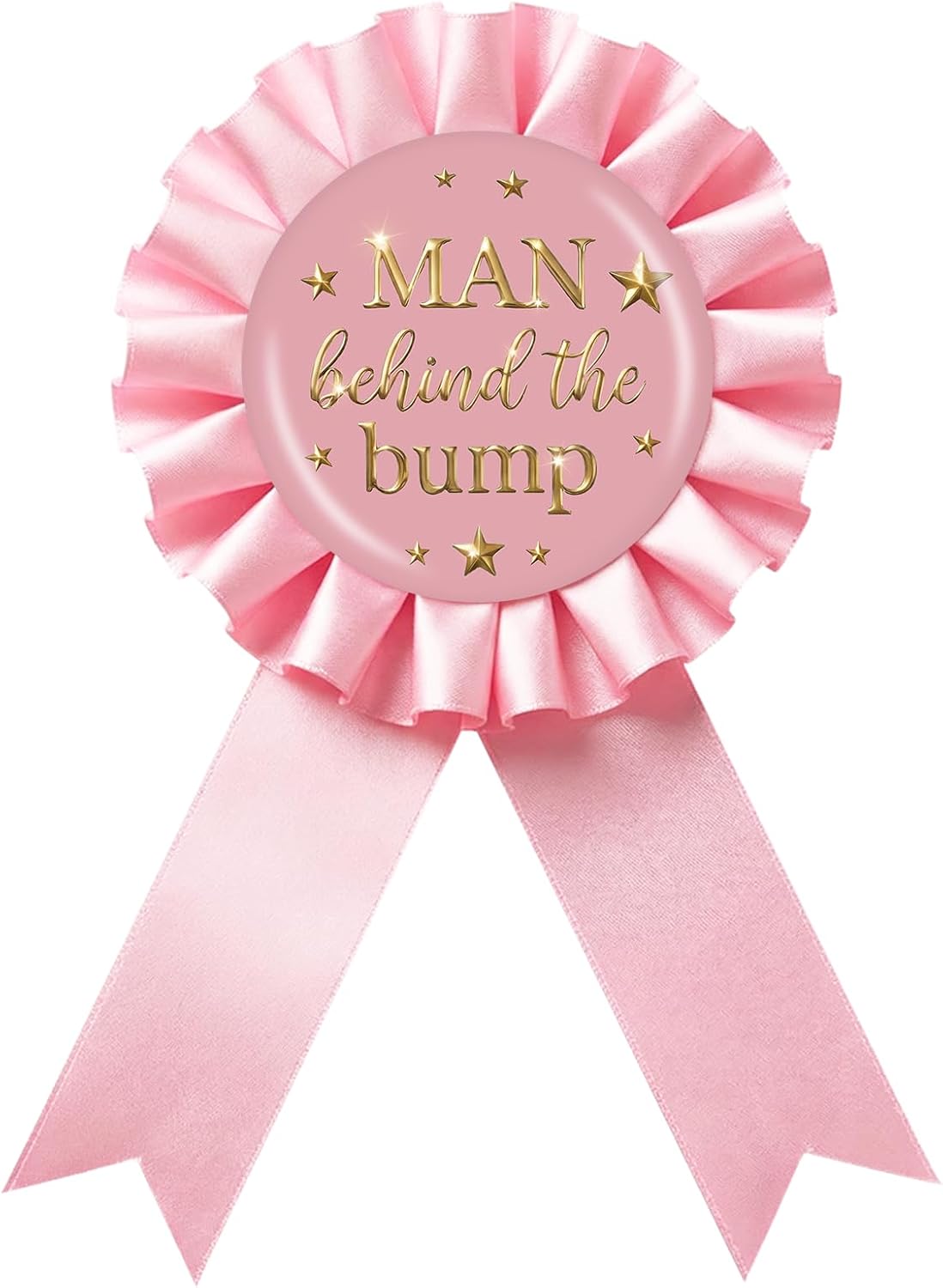 Man Behind The Bump Tinplate Badge Pin, Black Rosette Daddy to Be Award Ribbon Button, Funny Dad to Be Brooch Pin for Gender Reveal/Baby Shower Party Decoration