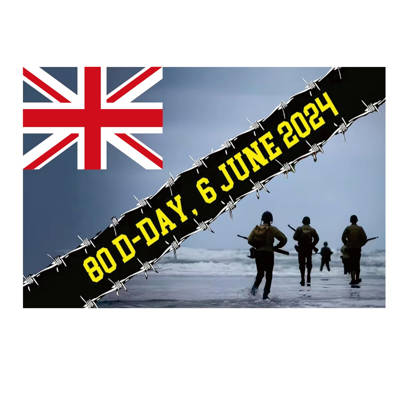 Muiltvoe Color-150*90Cm-4 5Ft X 3Ft D-Day Flag,D Day Landing Flags,Lest We Forget Flags With Brass Grommets,D-Day Memorial Flag Remembrance Day Flag Outdoor Indoor Armistice Day Flag,D-Day 80Th Anniversary Flag Banner Décor
