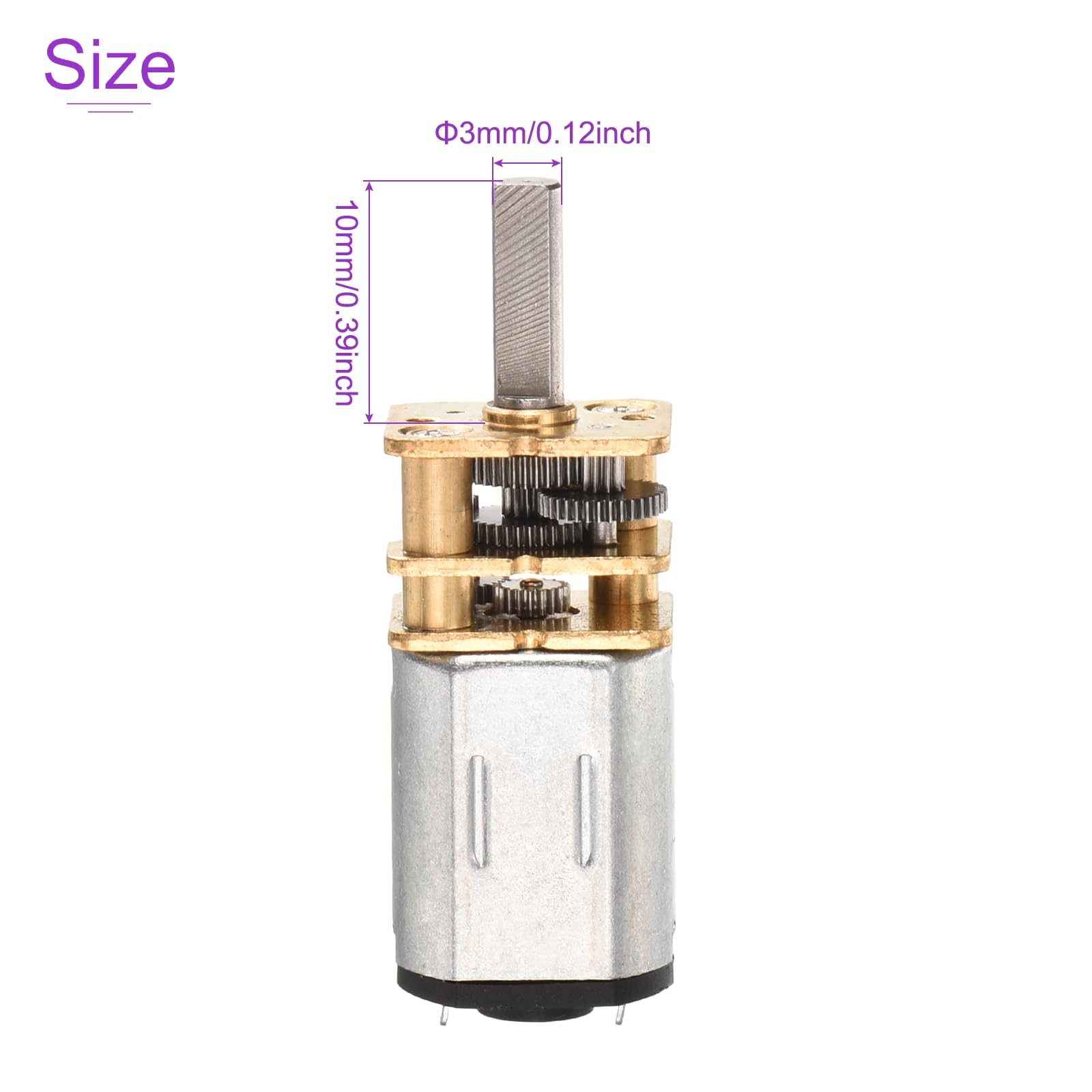 DMiotech 2Pcs 6V 500RPM Rated Torque 5 Output Shaft Length 10mm Micro DC Speed Reduction Motor Mini Metal Gearbox Motor for RC Car Robot Model DIY RC Toys Engine - Image 3