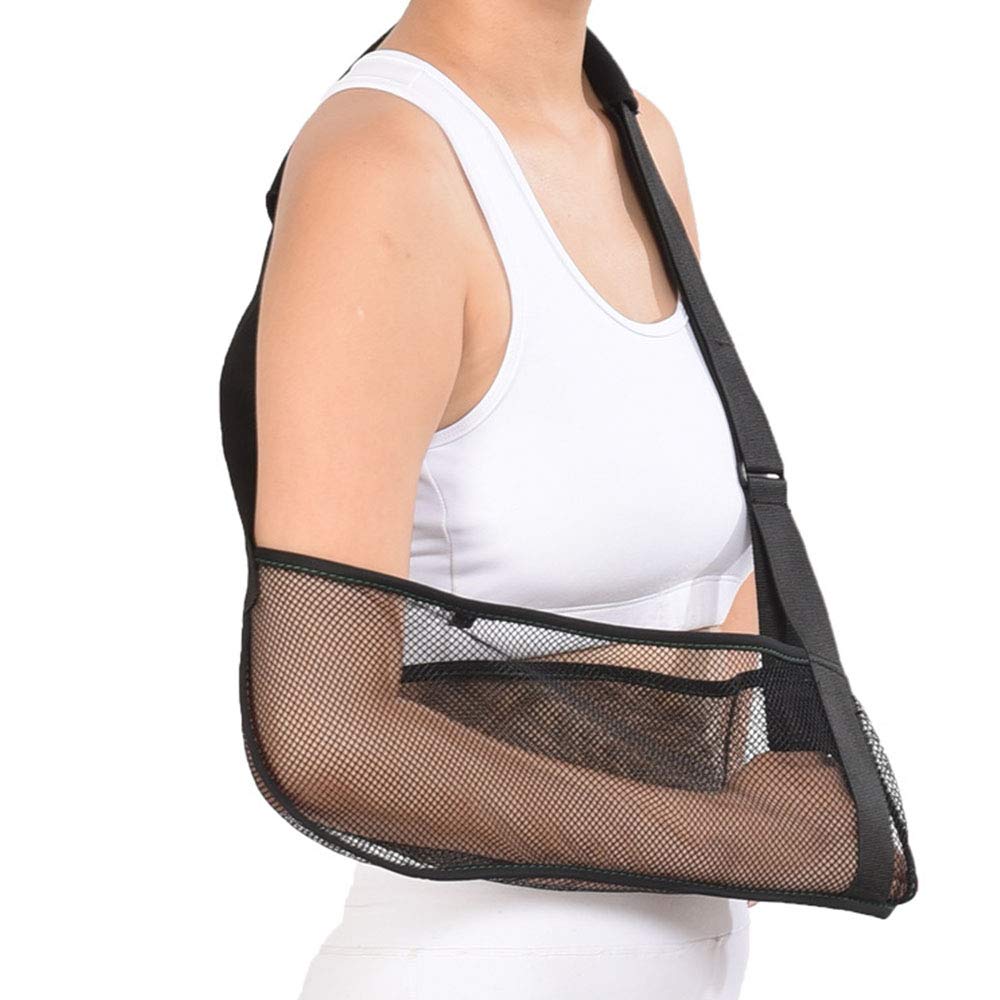 Mesh Arm Sling Medical Shoulder Immobilizer Rotator Cuff Wrist Elbow Forearm Support Brace Strap Lightweight Breathable Simple Black for Broken&Fractured Arm