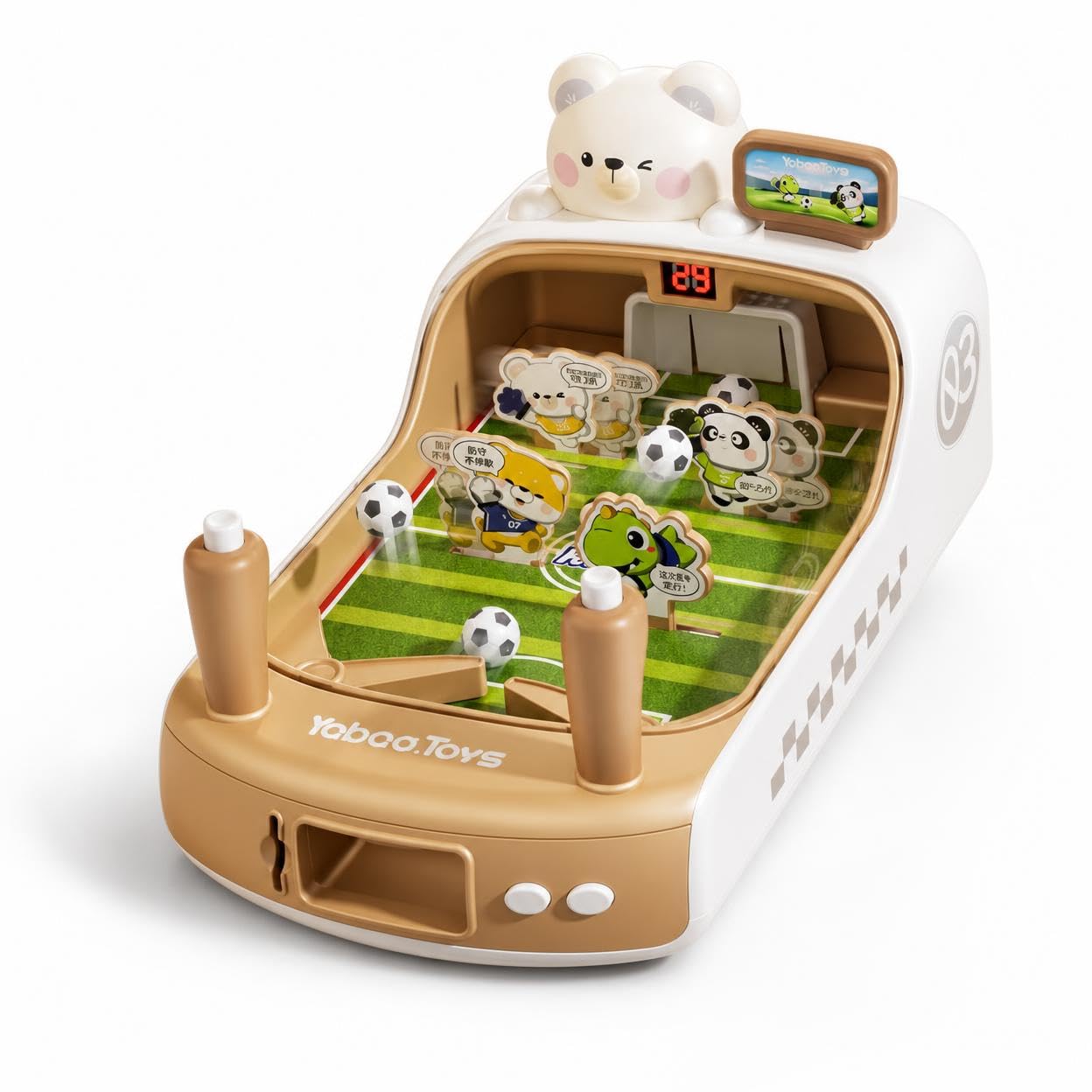 Qianly Mini Tischkicker, Tischfussball Spielzeug mit elektronischer Anzeige, Kompakter Kickertisch für Jungen
