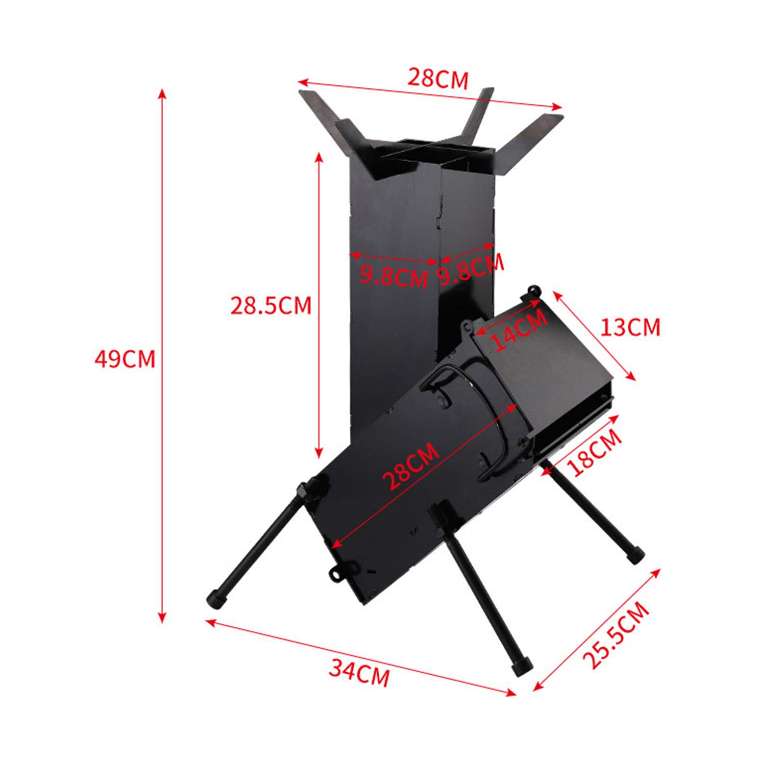 Foyer, poêle à fusée, poêle à Bois de Camping léger et Petit, Pliable, Compact et Polyvalent, Solution Parfaite pour la randonnée et Le Trekking, Tient dans Votre Sac à Dos