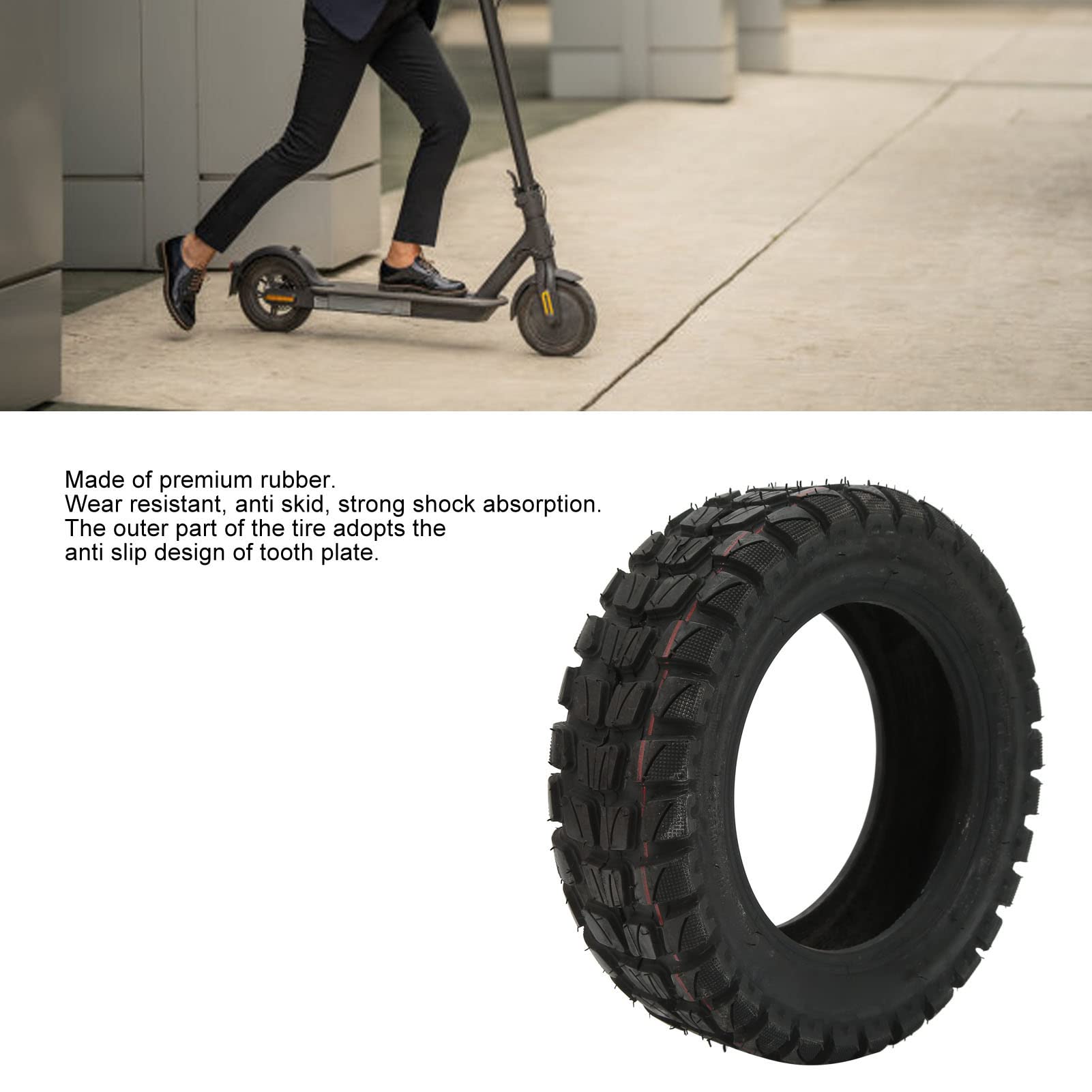 HUIOP Pneu de Scooter électrique 90/65-6.5 Pneu à Vide en Caoutchouc