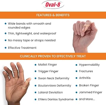 3-Point Products Oval-8 Finger Splint, Support and Protection for Arthritis, Trigger Finger or Thumb, and Other Finger Conditions, Sizes 8, 9, 10 (Pack of 1), Beige
