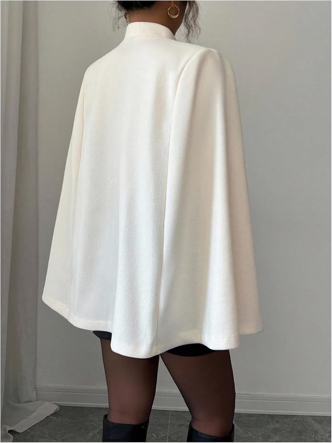 GORGLITTER Women's Cape Coat Bow Cut Out Dolman Sleeve Poncho Cloak Business Casual Outerwear - Image 2