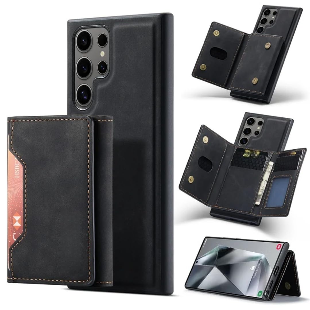 Funda para teléfono con Tarjetero Desmontable Tipo Cartera para Samsung Galaxy S25 Edge S26 Ultra S22 Plus S24 S23 S21 Fe A16 A56 A36 (para Galaxy A16 5G/Coffee)