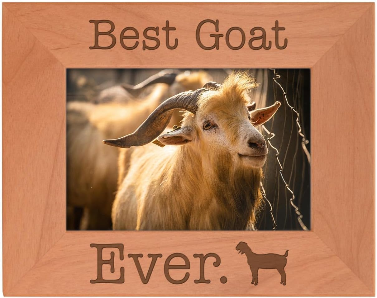 ThisWear Goat Lover Gifts Best Goat Ever Natural Wood Engraved 4x6 Landscape Picture Frame Wood