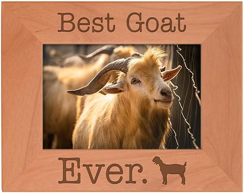 ThisWear Goat Lover Gifts Best Goat Ever - Marco de fotos de madera natural grabado de 4 x 6 pulgadas