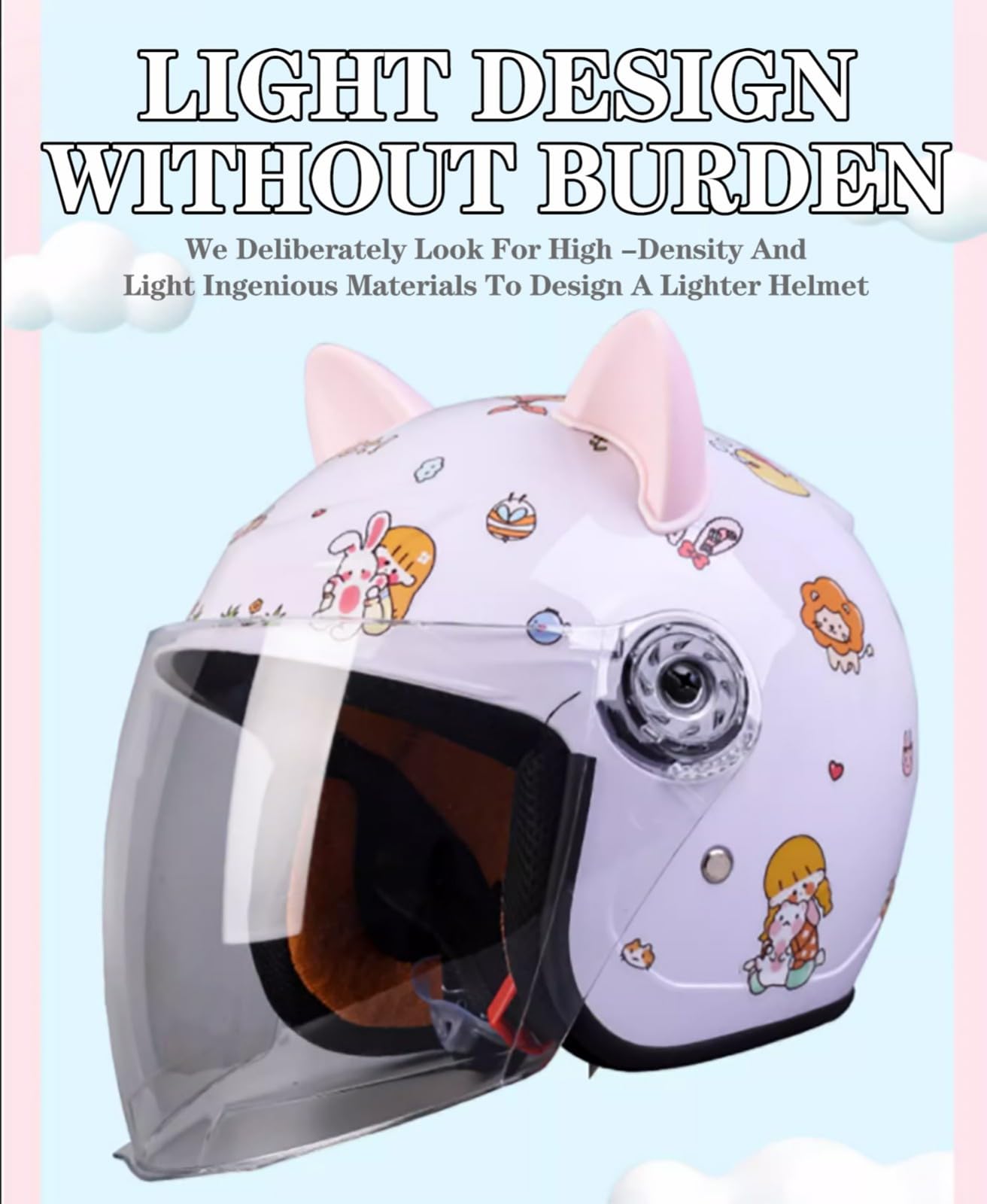 Motorradhelm Kinder Mädchen Junge, Kid Jet Helm Mit Visier, Roller Helm Kids Scooter Helm Mofa Helm Fahrradhelm, C,45-52cm