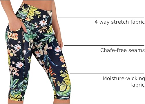 Miniatura 178 de ODODOS - Leggings tipo capri de mujer, no se traslucen y modelan el abdomen, con cintura alta y bolsillos; para hacer yoga, atletismo, ejercicio