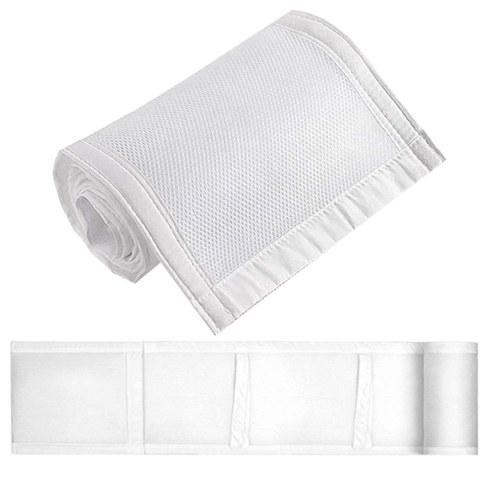 Baby Crib Bumper,Adjustble Mesh Crib Liner,Fits Most Sizes Cribs,2 Pieces/Set (White)