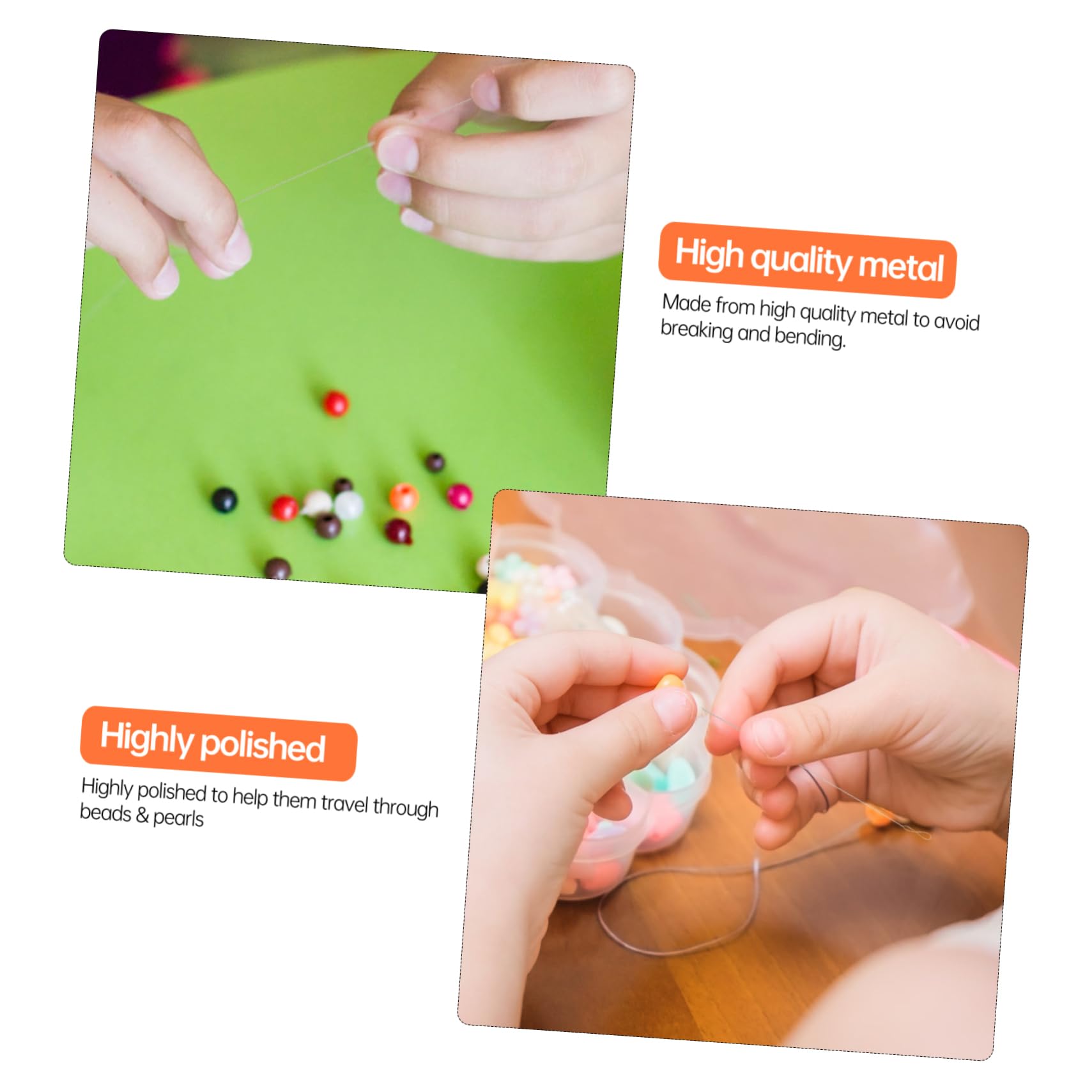 KONTONTY DIY Handmade Sewing Needles 5pcs Beading Embroidery Needles Iron Wire Easy Threading