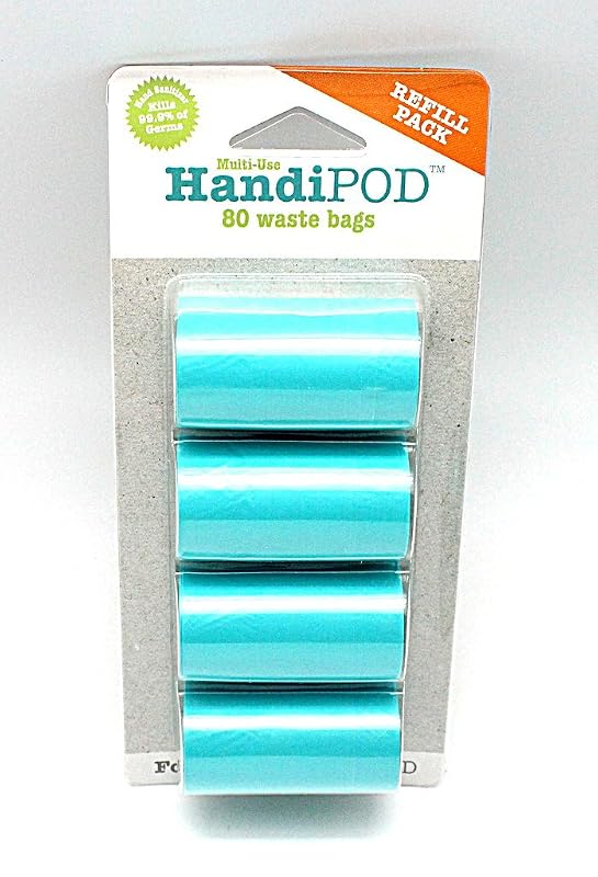 Refil de Sacos para Fezes de Cães HandiPOD Magnet & Steel, Turquoise Refill Pack com 80 Unidades