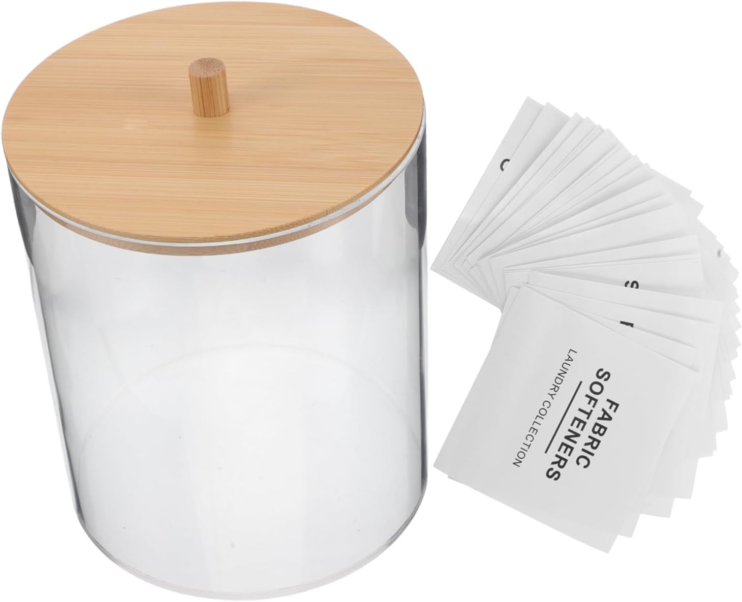 Laundry Container with Wood Lid and Labels for Laundry Room Organization Versatile Acrylic Holder for Dryer and Detergent Easy to Clean and Design