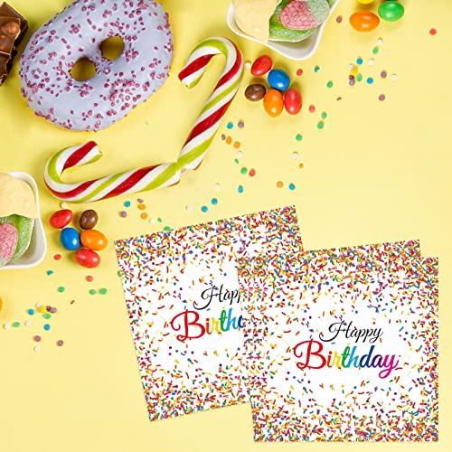 Confetti Sprinkles Birthday Napkins For Happy Birthday Party Supplies Sprinkles Party Themed Luncheon Paper Napkins Disposable For Kids Two Sweet Donut Birthdays Party Favors (100 Pack) #TOP4