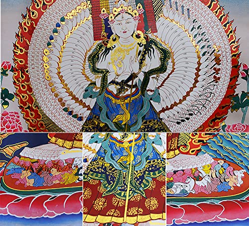 チベットのタンカ（Thangka絹の布を用いた貼り絵「絹貼りタンカ