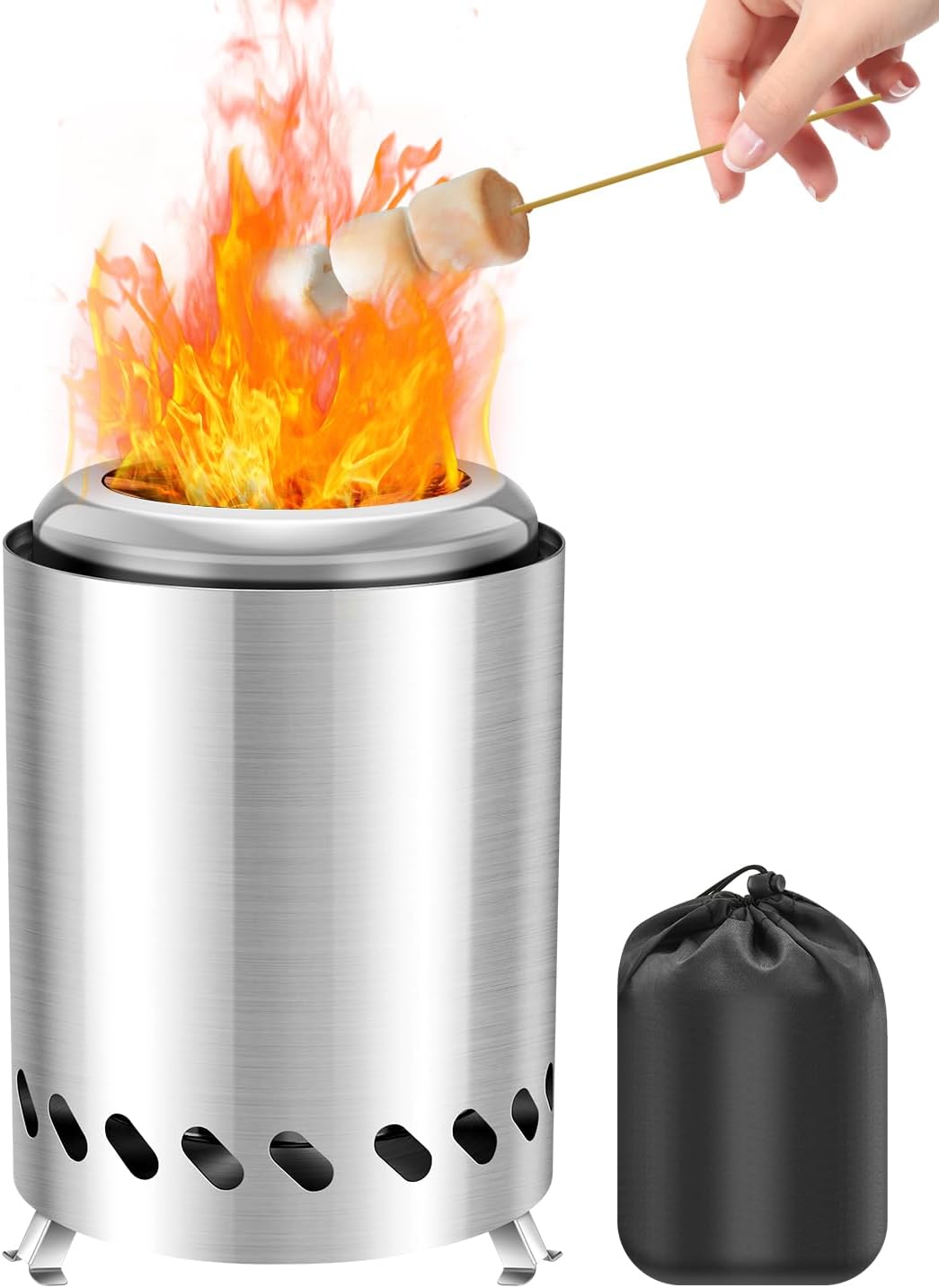Saker Tabletop Fire Pit, 2026 Upgraded Stainless Steel Smokeless Portable Fire Pit for Camping & Campervan, Outdoor Patio Use, Wood or Pellet Fueled, Camping Gifts for Men