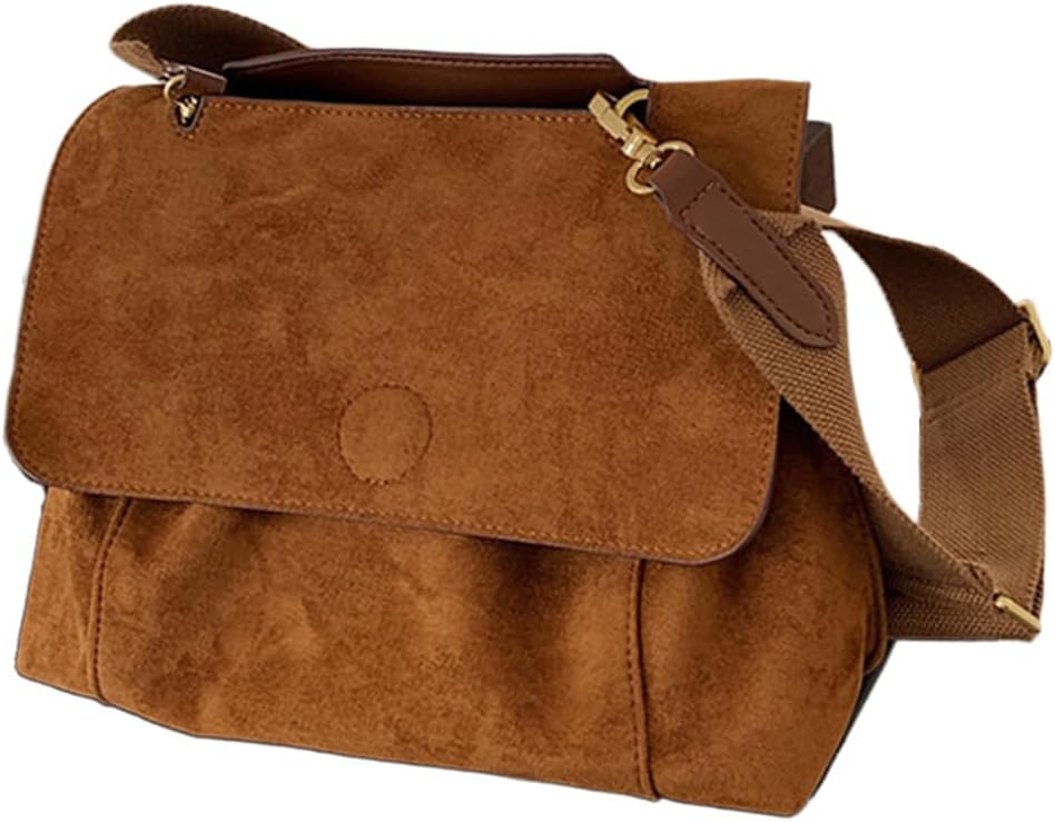 HiTotesSuede Bag Retro Suede Tote Bag Cross Body Bag for Women Suede Purse Shoulder Bag Slouchy Work Bag Crossbody Purse