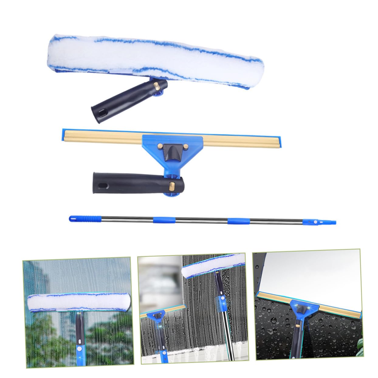 Ipetboom Tergivetro Stili multipli Estensibile con Spazzola in Microfibra, Manico Ergonomico e Leggero, per Finestre e Vetri Doccia, Uso Bagno e Cucina