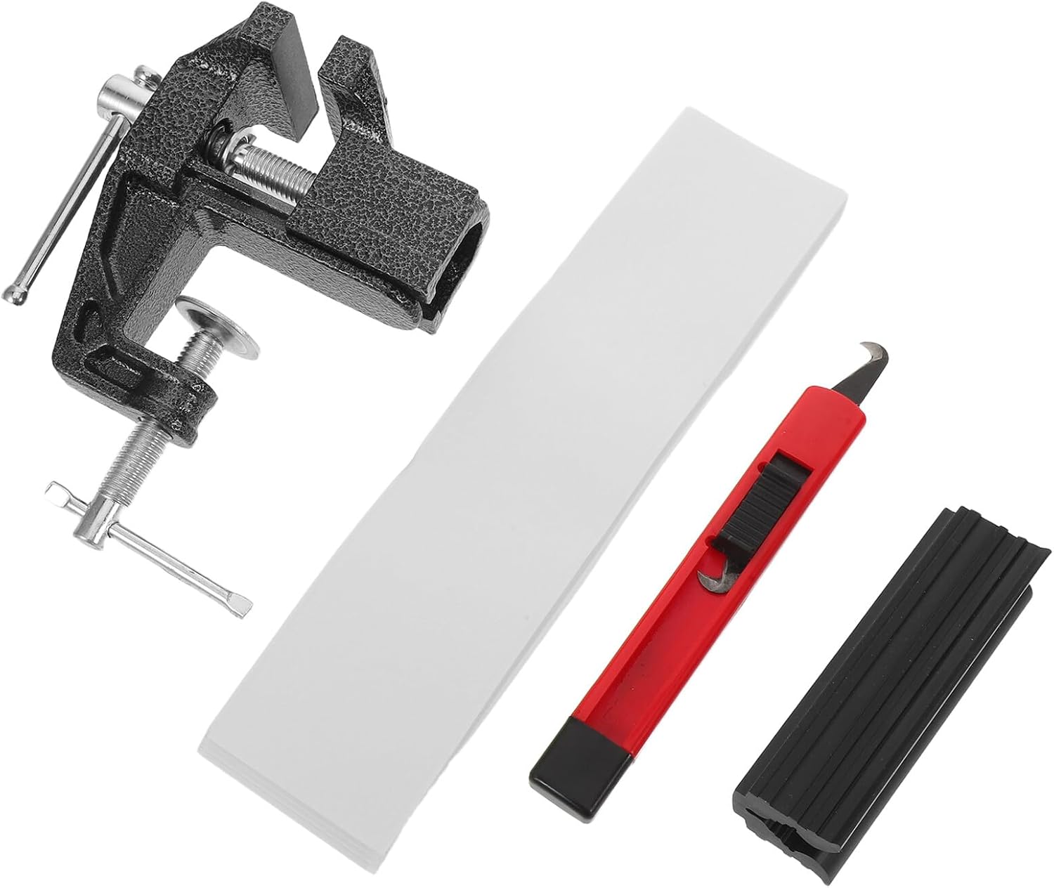 4pcs Golf Grip Replacement Kit with Portable Mini Table Vise Clamp, Rubber Fixture, Double-Sided Tape Removal Hook Tool for Golf Club Regripping and Grip Repair