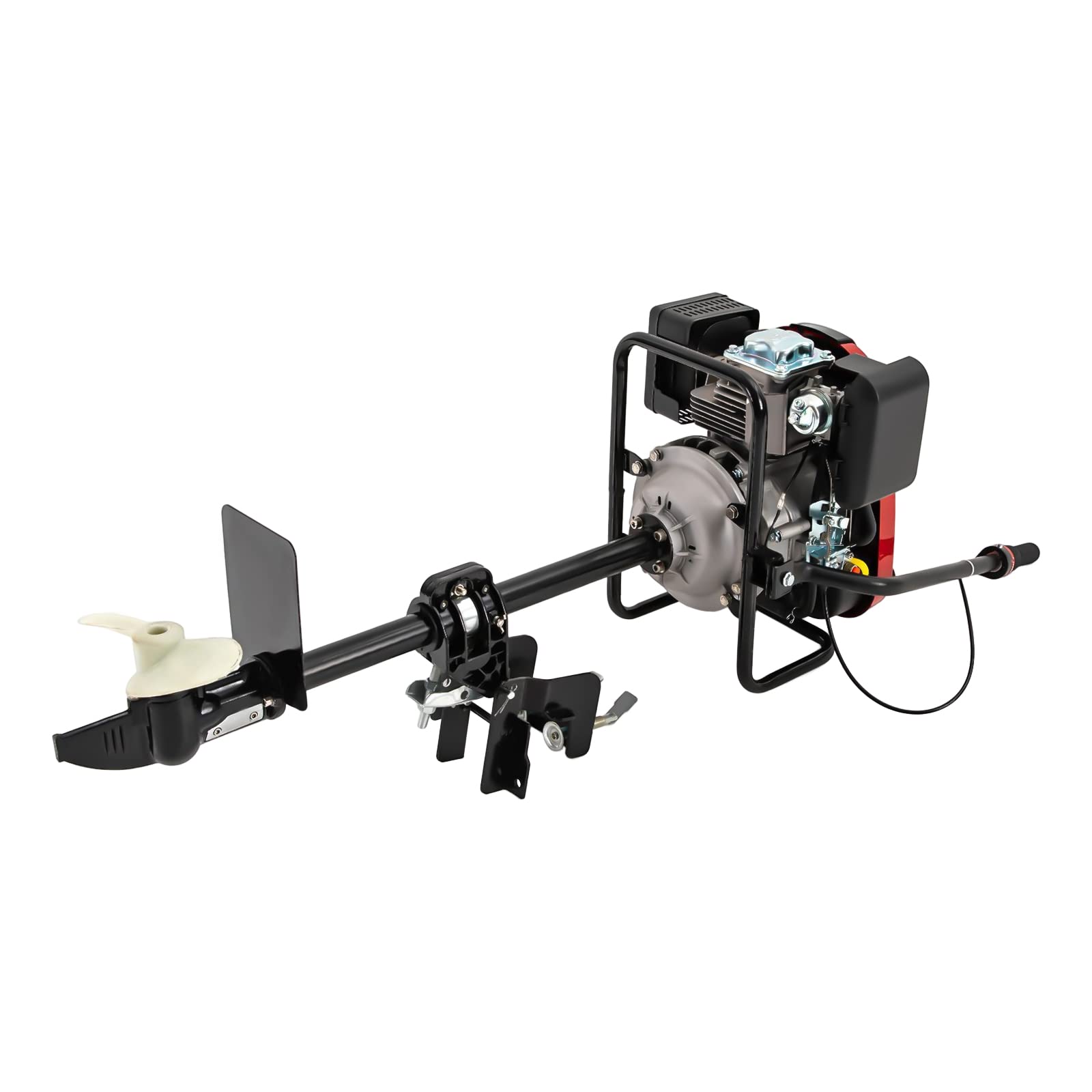 Motor fueraborda de 4 tiempos de gasolina, 196cc 8cv Motor de barco resistente Motor fueraborda, eje longitudinal Sistema de encendido TCI y refrigeración por aire con depósito de combustible para