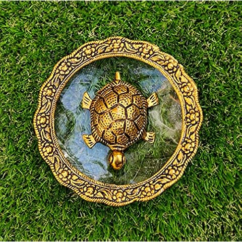 Estátua de tortuga Feng Shui en plato de vidrio esculpido Cover
